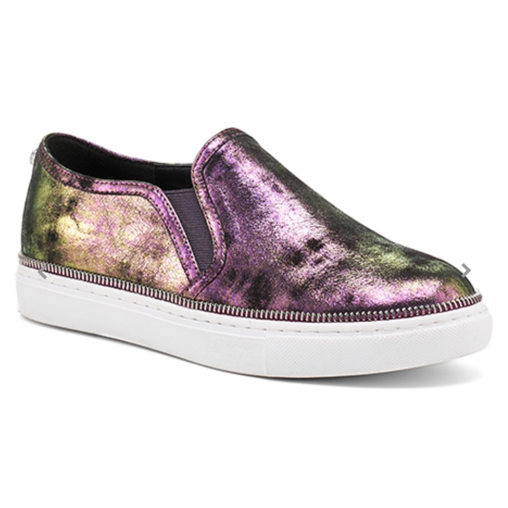 Botkier, Harper Pewter, Iridescent leather slip-ons, size 8